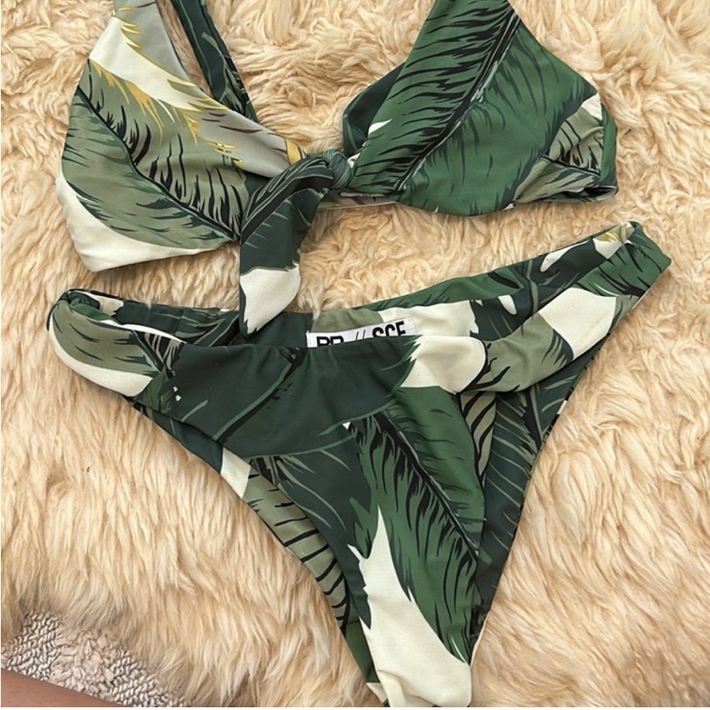 Stone Cold Fox Green and White Palm Leaf Bikini